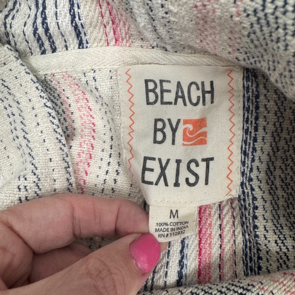 Beach by Exist Striped Long Sleeve Cotton Hoodie Size Medium - Picture 4 of 10